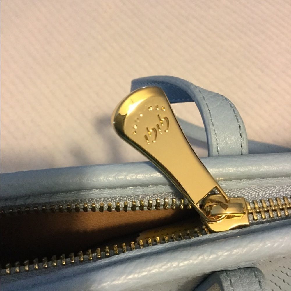 NWT Gigi New York, python embossed Soft Blue bag - Picture 5 of 7